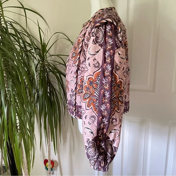 FARM Rio Glam Tapestry Floral Quilted Pink Jacket Small